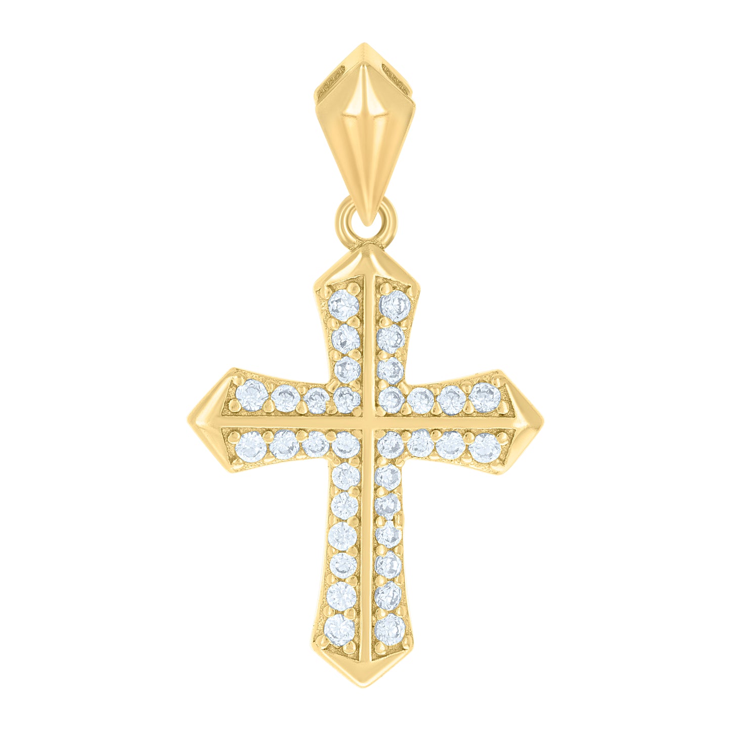 Sterling Silver Unisex Cubic-Zirconia Cross Religious Charm Pendant