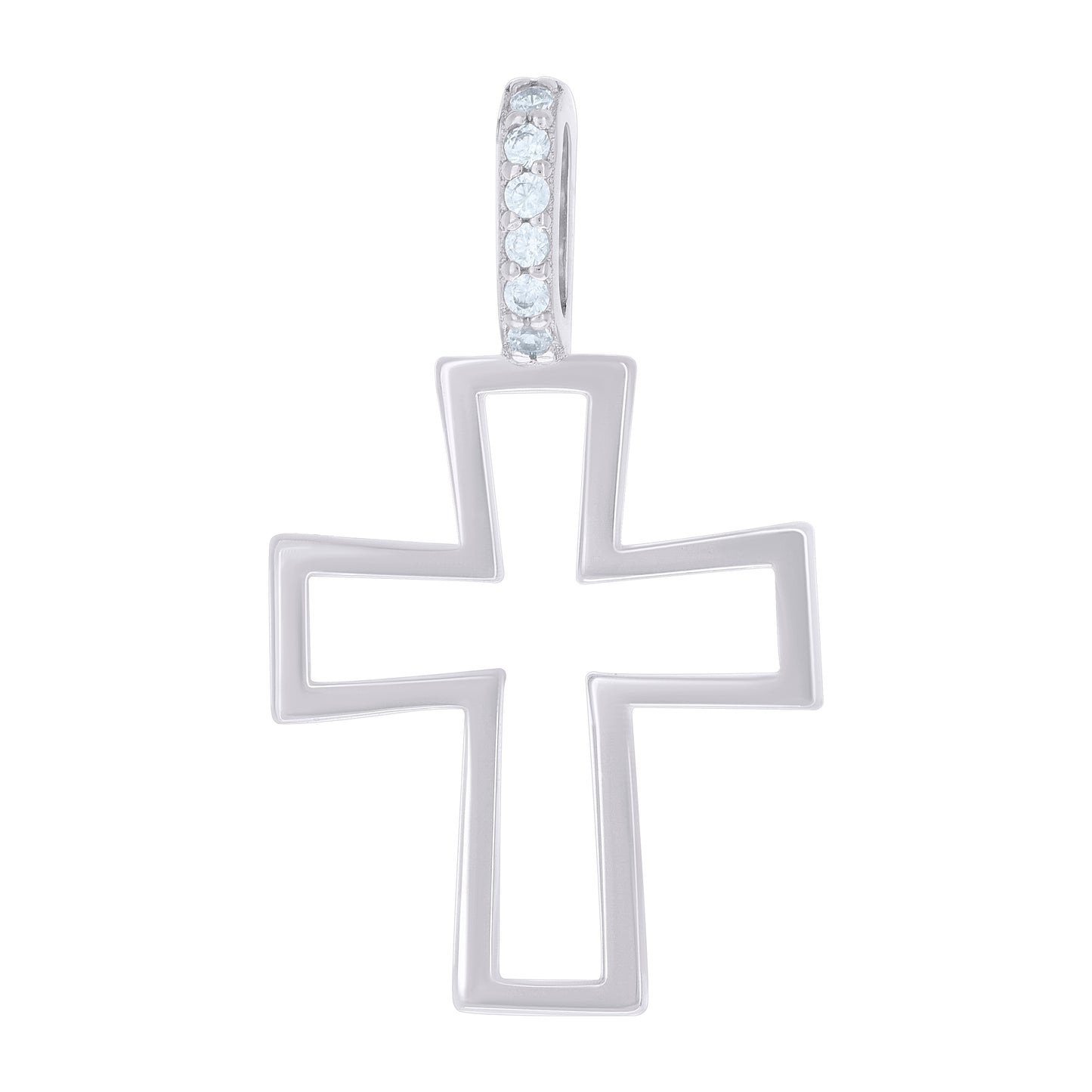 Sterling Silver Unisex Cubic-Zirconia Cross Religious Charm Pendant