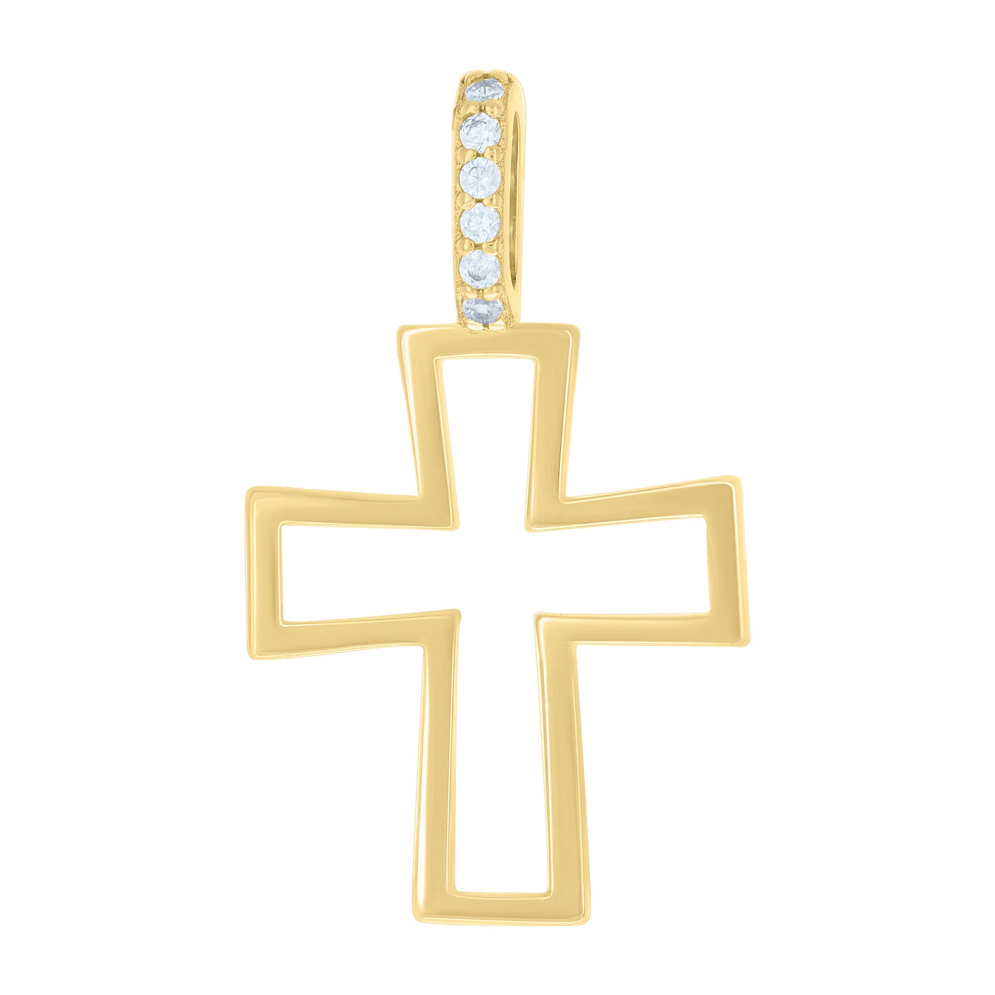 Sterling Silver Unisex Cubic-Zirconia Cross Religious Charm Pendant