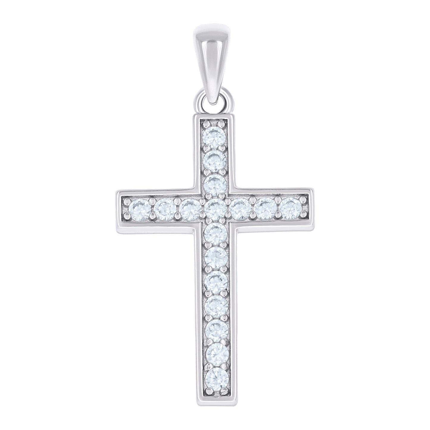 Sterling Silver Unisex Cubic-Zirconia Cross Religious Charm Pendant