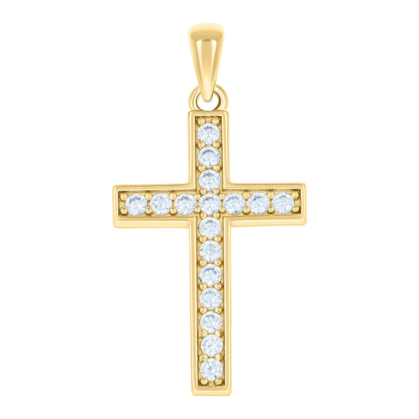 Sterling Silver Unisex Cubic-Zirconia Cross Religious Charm Pendant