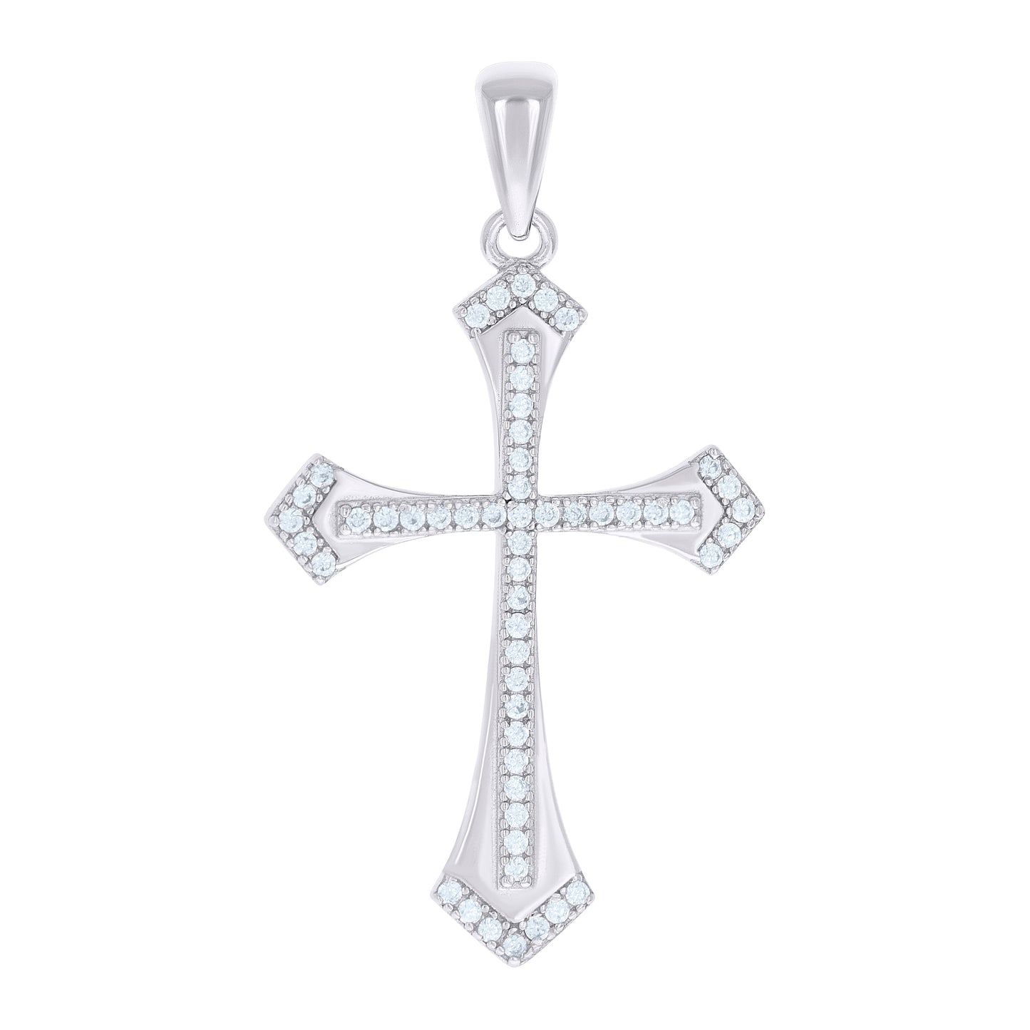 Sterling Silver Unisex Cubic-Zirconia Cross Religious Charm Pendant
