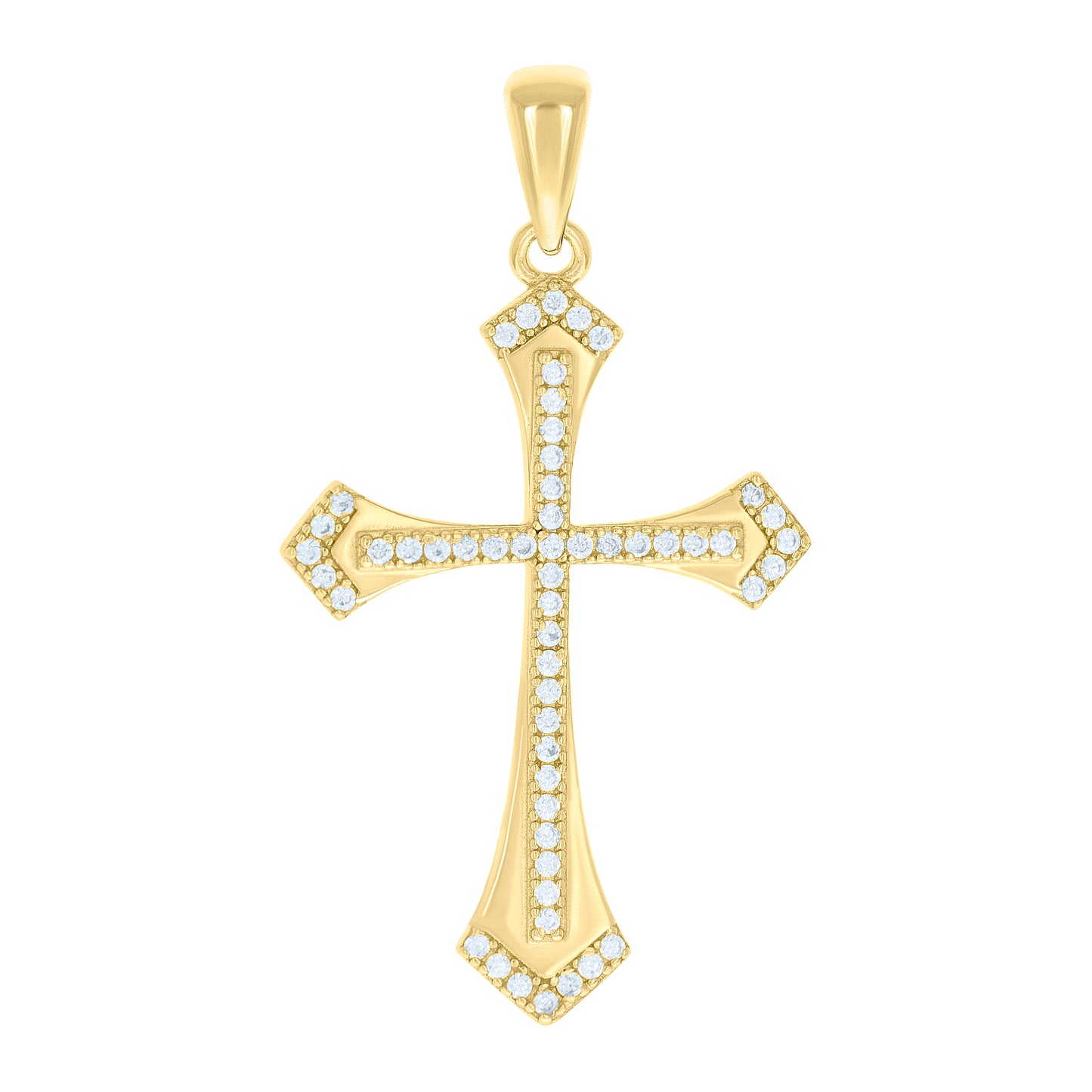 Sterling Silver Unisex Cubic-Zirconia Cross Religious Charm Pendant