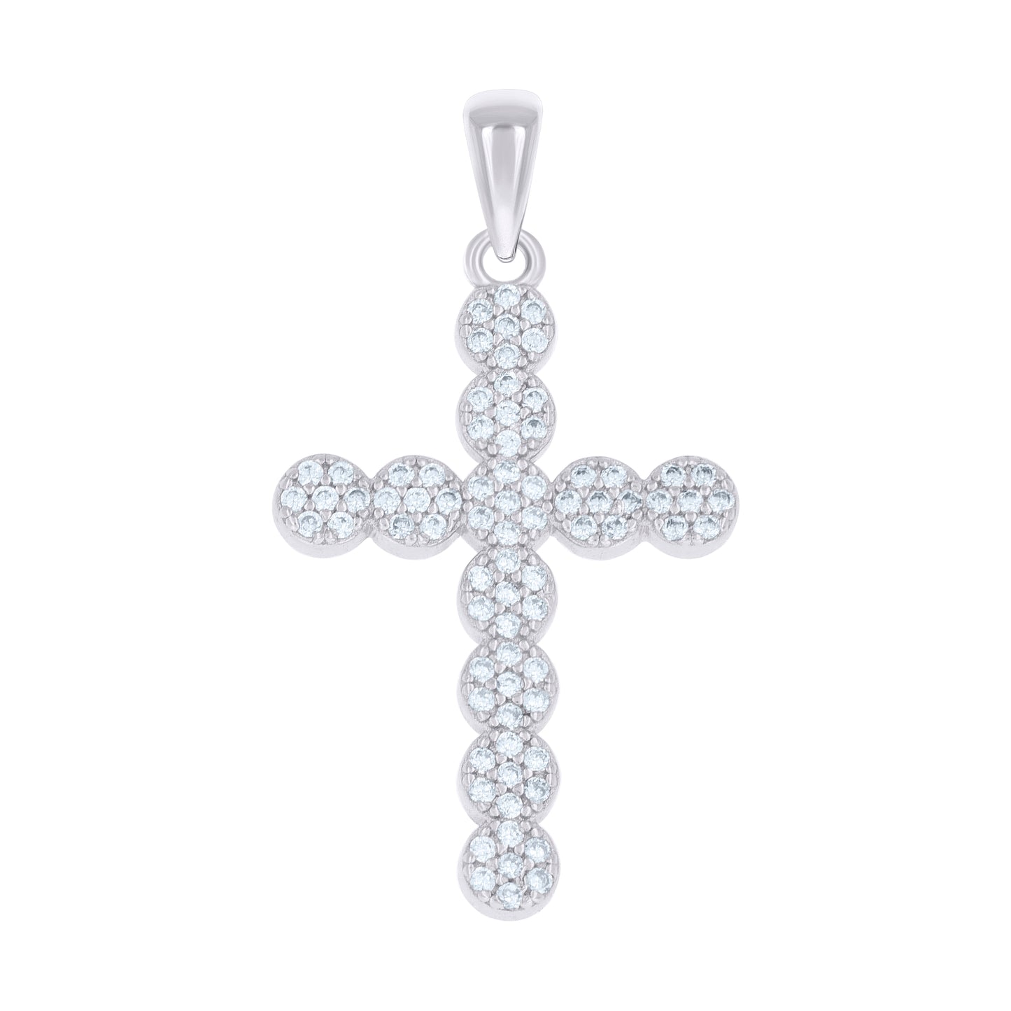 Sterling Silver Unisex Cubic-Zirconia Cross Religious Charm Pendant