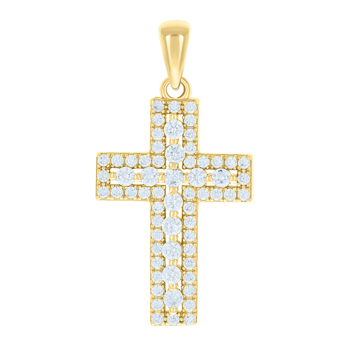 Sterling Silver Unisex Cubic-Zirconia Cross Religious Charm Pendant