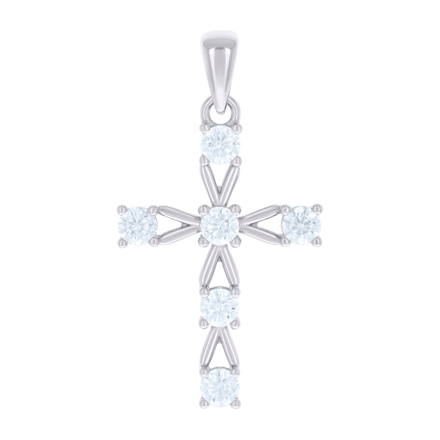 Sterling Silver Unisex Cubic-Zirconia Cross Religious Charm Pendant