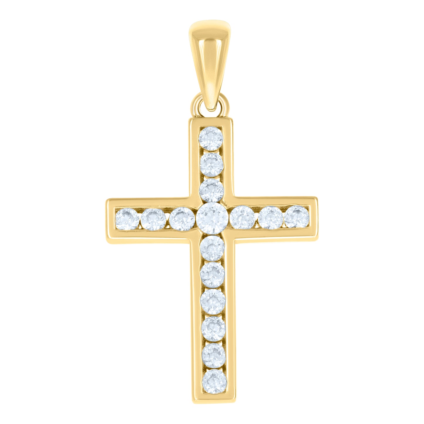 Sterling Silver Unisex Cubic-Zirconia Cross Religious Charm Pendant