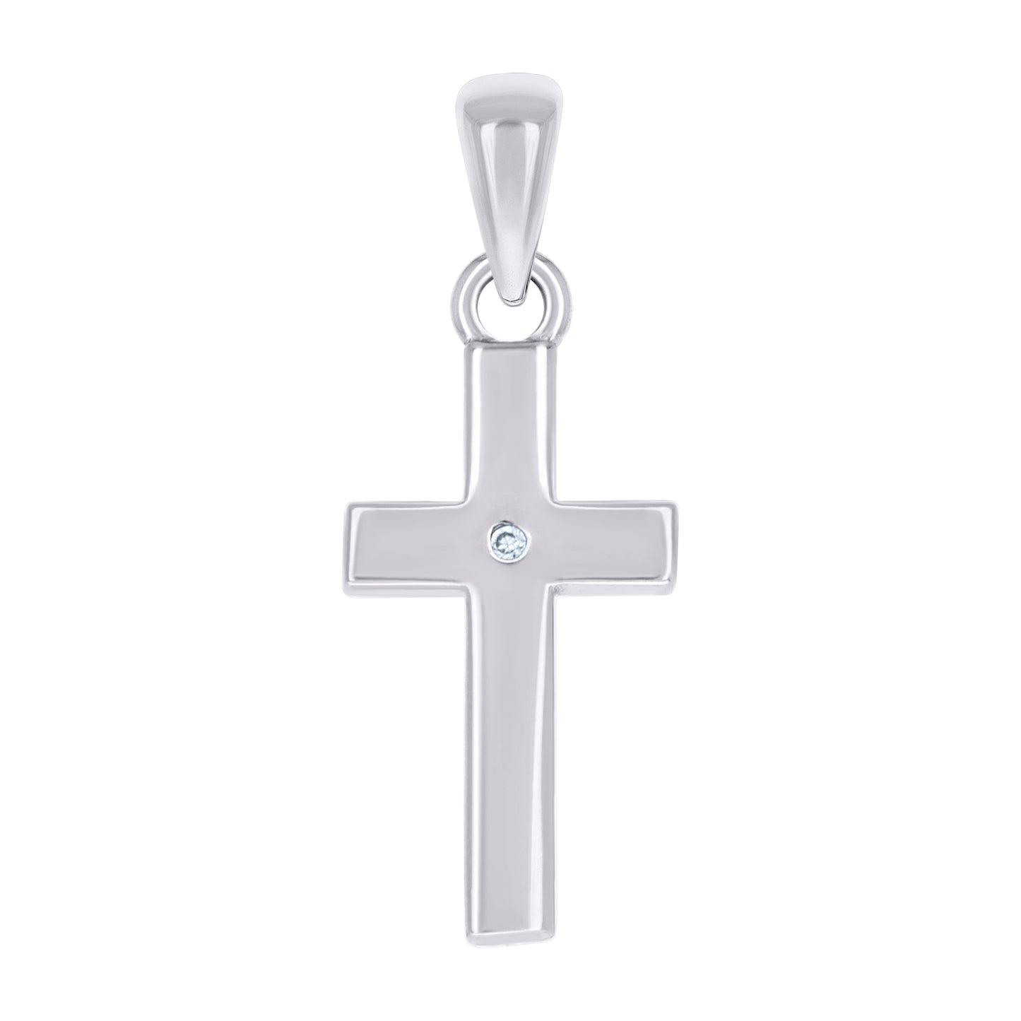 Sterling Silver Unisex Cubic-Zirconia Cross Religious Charm Pendant