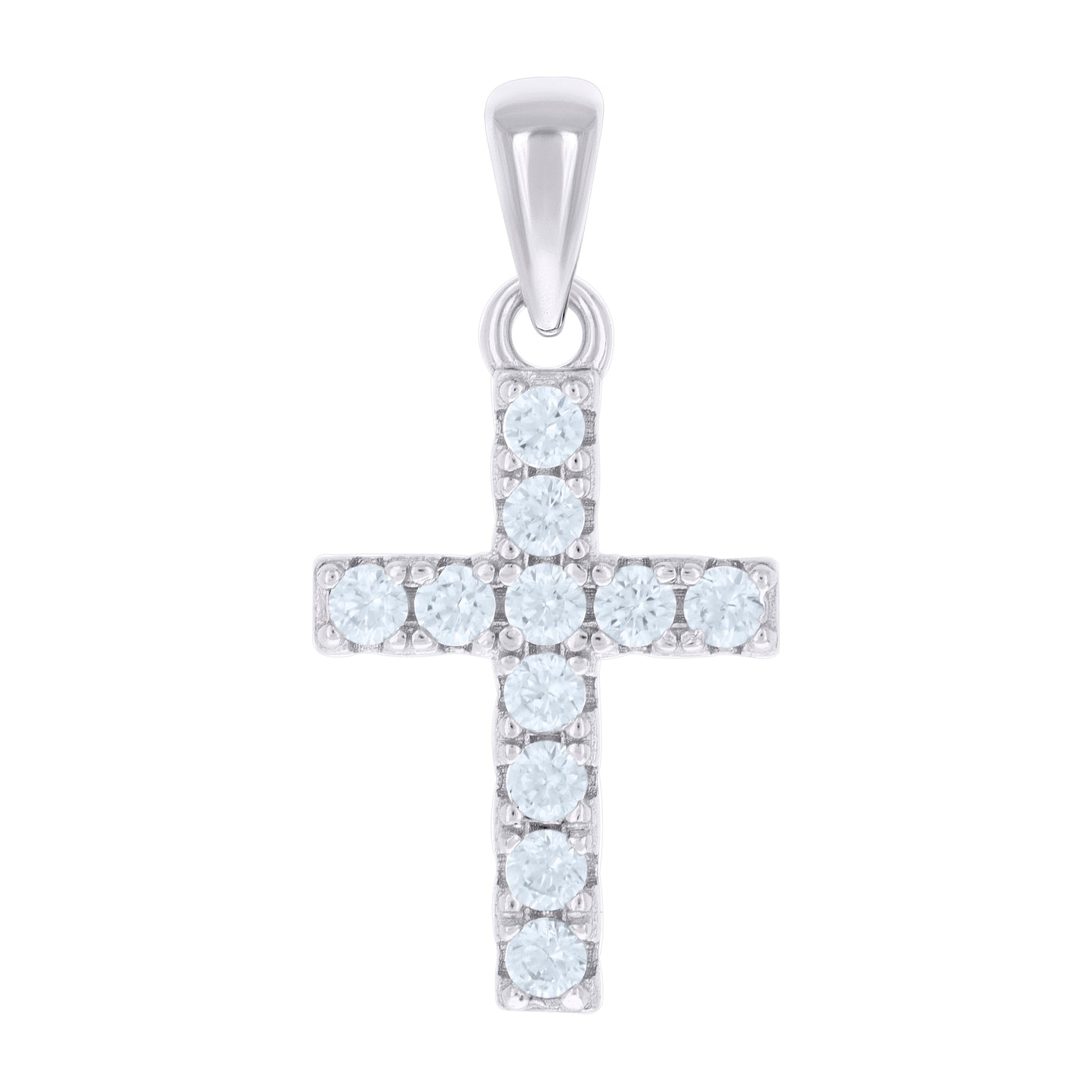 Sterling Silver Unisex Cubic-Zirconia Cross Religious Charm Pendant