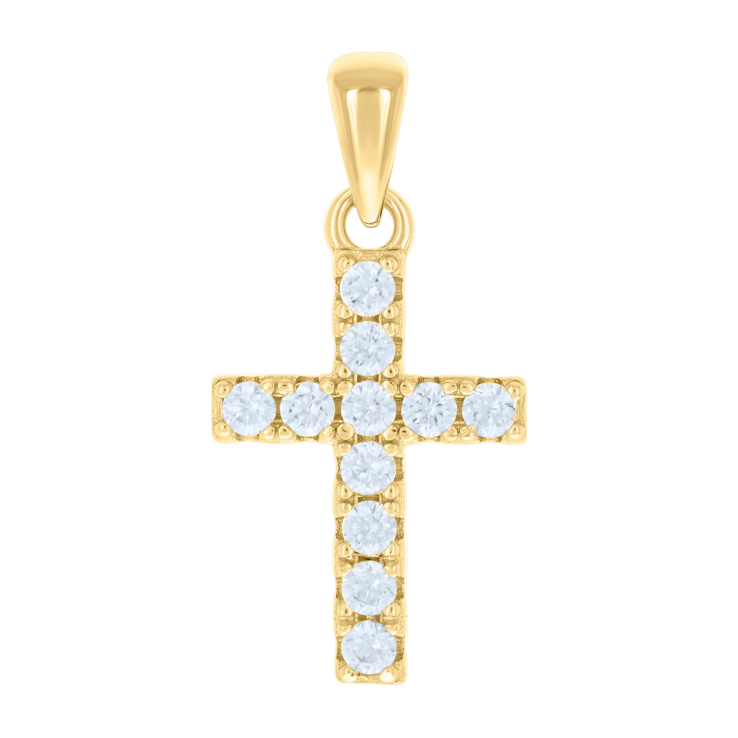 Sterling Silver Unisex Cubic-Zirconia Cross Religious Charm Pendant