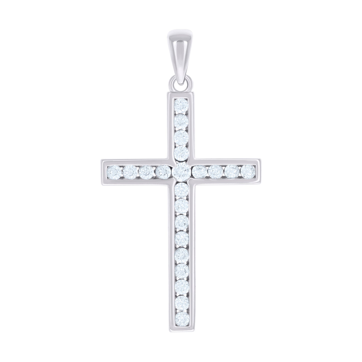 Sterling Silver Unisex Cubic-Zirconia Cross Religious Charm Pendant