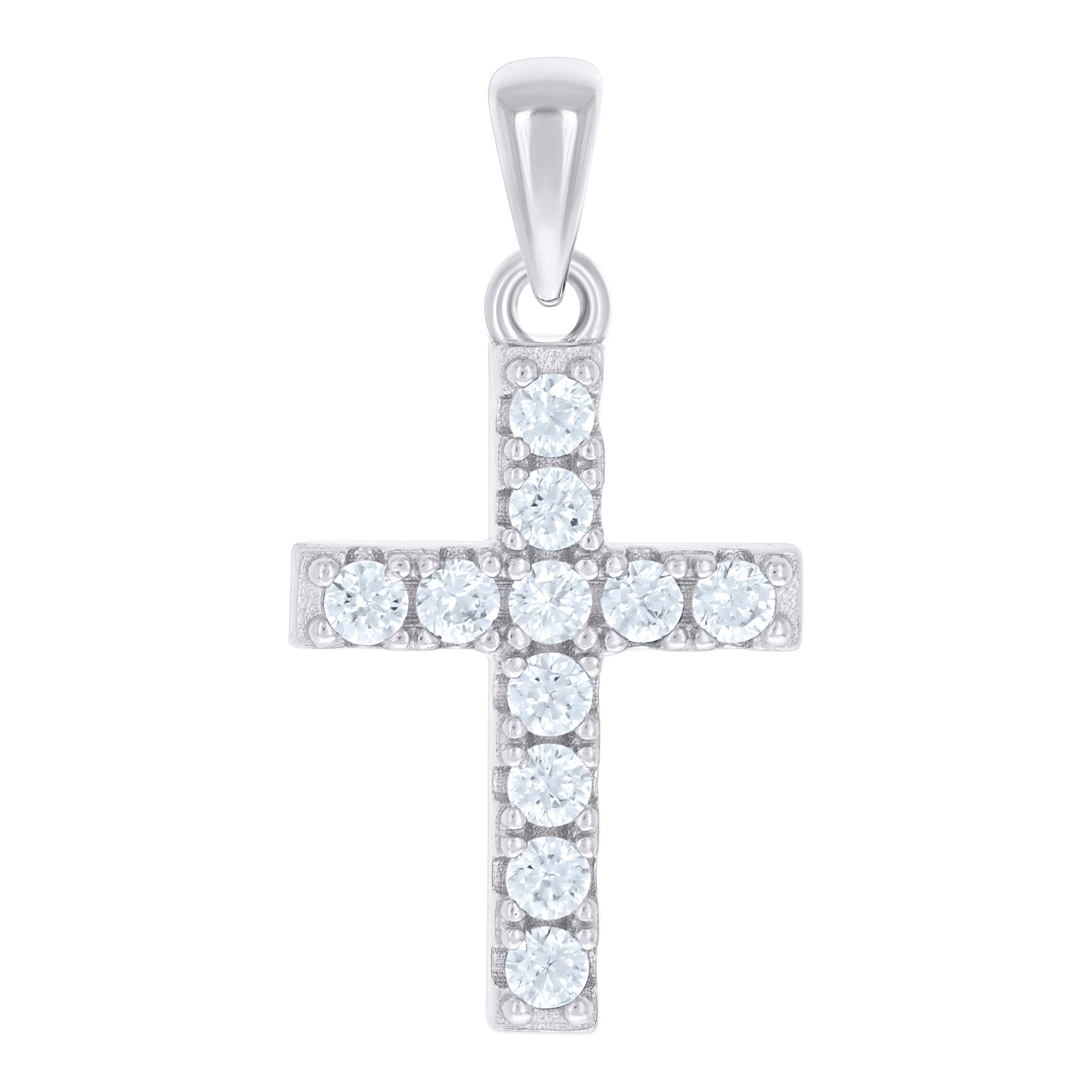 Sterling Silver Unisex Cubic-Zirconia Cross Religious Charm Pendant