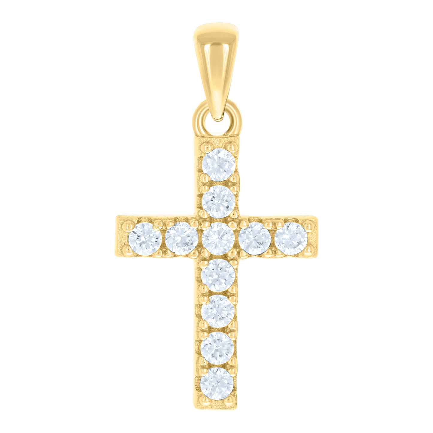 Sterling Silver Unisex Cubic-Zirconia Cross Religious Charm Pendant