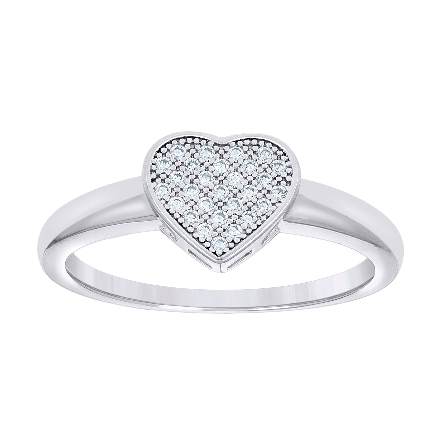 Sterling Silver Womens Cubic-Zirconia Heart Bridal Anniversary Engagement Wedding Ring