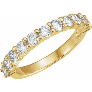 14K Yellow Gold Round 3 Mm 1 Ctw Natural Diamond Anniversary Band Size 7