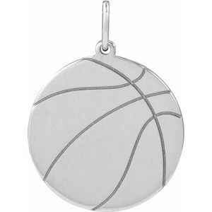 Sterling Silver Basketball 15 X 10.5 Mm Polished Engravable Basketball Pendant