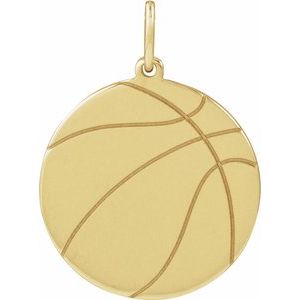 14K Yellow Gold Basketball 15 X 10.5 Mm Polished Engravable Basketball Pendant