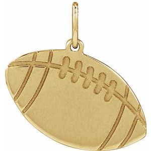 14K Yellow Gold Football 16.2 X 15 Mm Polished Engravable Football Pendant