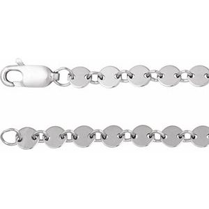Sterling Silver Lobster Clasp Round Mirror Chain, Length: 7 In, Width: 4 Mm