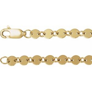 14K Yellow Gold-Filled Lobster Clasp Round Mirror Chain, Length: 7 In, Width: 4 Mm