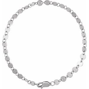 Sterling Silver Lobster Clasp Round Mirror Chain, Length: 7 In, Width: 4 Mm