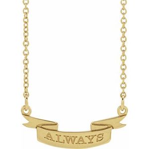 14K Yellow Gold 19 X 10.1 Mm 16 In Polished Engravable Ribbon Necklace
