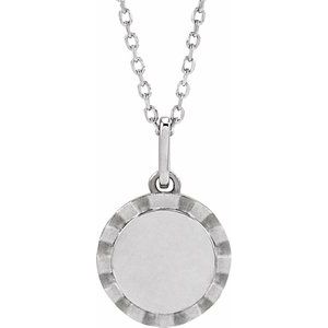 Sterling Silver 16 X 10 Mm 16-18 In Polished Engravable Sunburst Necklace