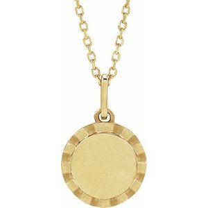 14K Yellow Gold 16 X 10 Mm 16-18 In Polished Engravable Sunburst Necklace