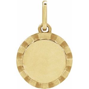 14K Yellow Gold 16 X 10 Mm Polished Engravable Sunburst Pendant