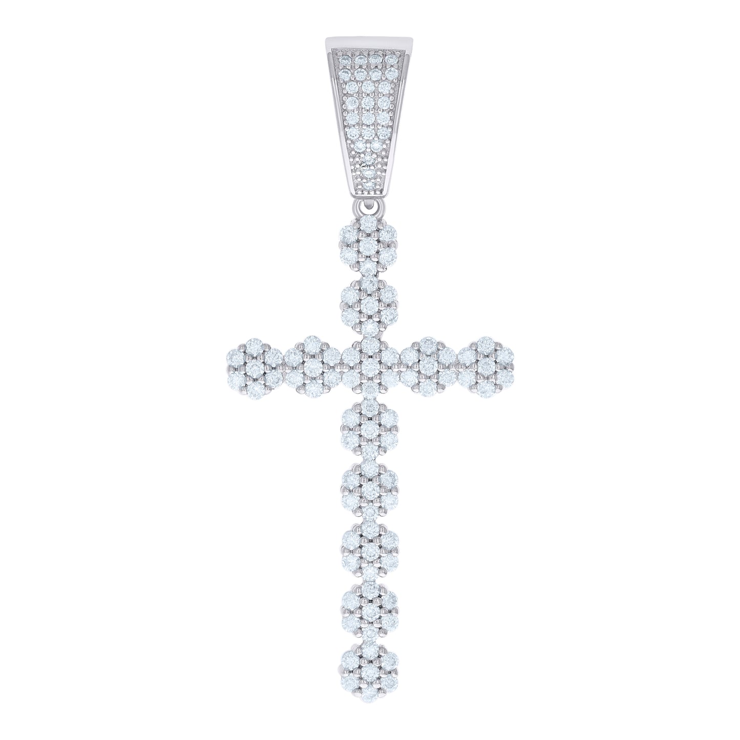 Sterling Silver Men Cubic-Zirconia Cross Religious Charm Pendant
