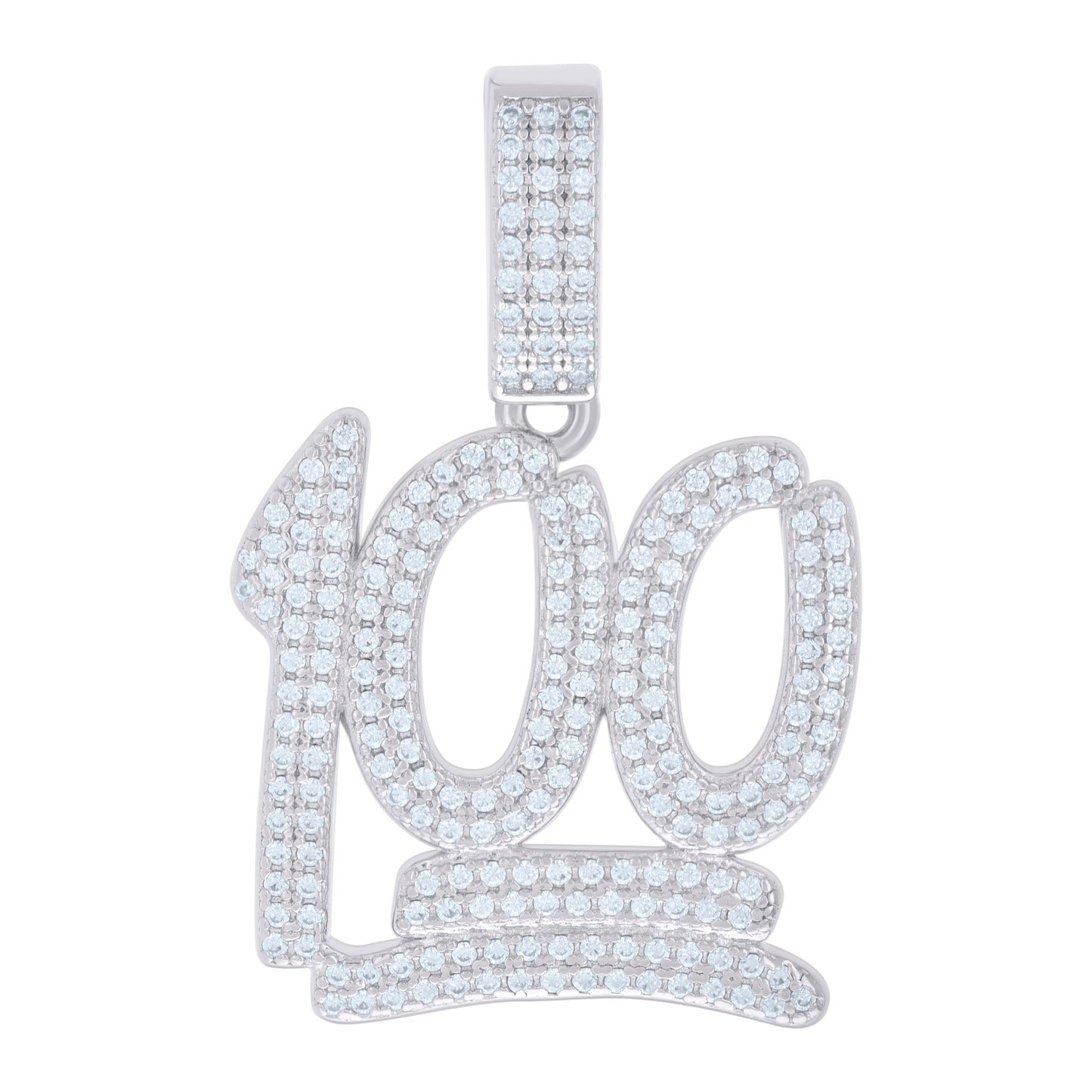 Sterling Silver Unisex Cubic-Zirconia 100 Numbers Initial Charm Pendant