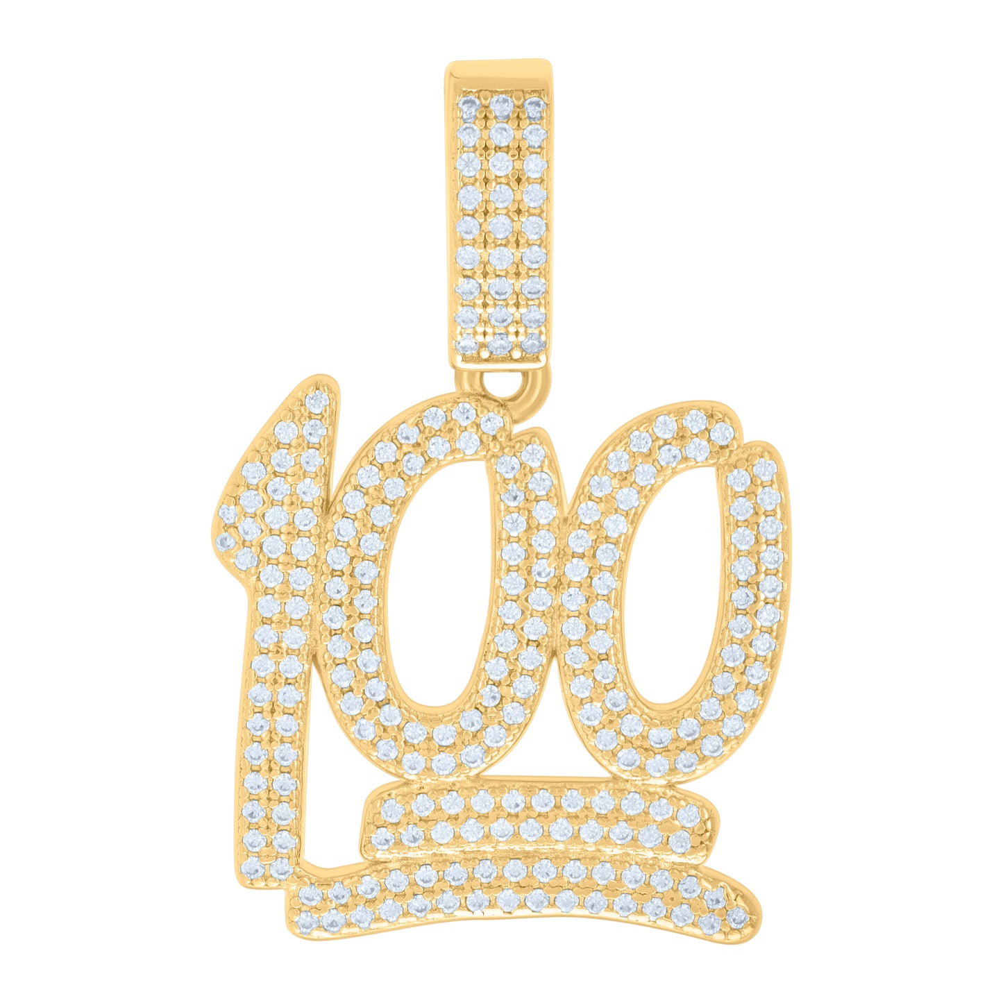 Sterling Silver Unisex Cubic-Zirconia 100 Numbers Initial Charm Pendant