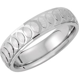 14K White Gold Patterened Comfort-Fit Band Size 13