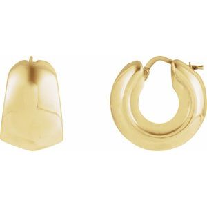 14K Yellow Gold Pair Electroform Tapered Hoop Earrings, Length: 22.2 Mm, Thickness: 14.6 Mm