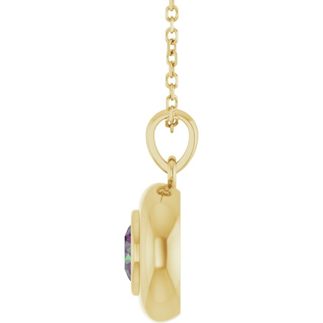 14K Yellow Gold Round 5 Mm Polished Lab-Grown Gem Solitaire 16-18" Necklace