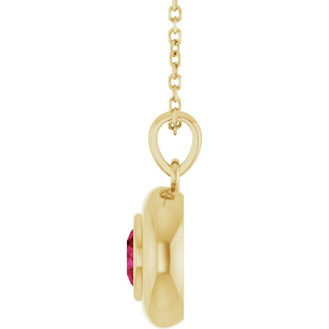 14K Yellow Gold Round 5 Mm Polished Lab-Grown Gem Solitaire 16-18" Necklace