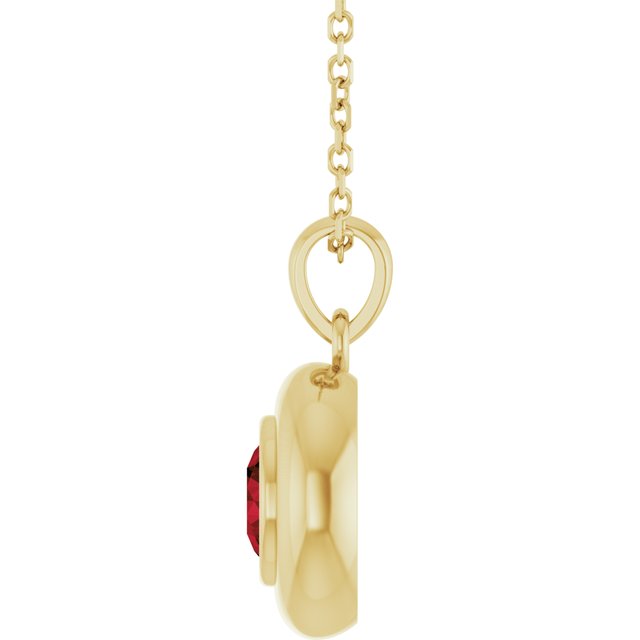 14K Yellow Gold Round 5 Mm Polished Natural Gem Solitaire 16-18" Necklace