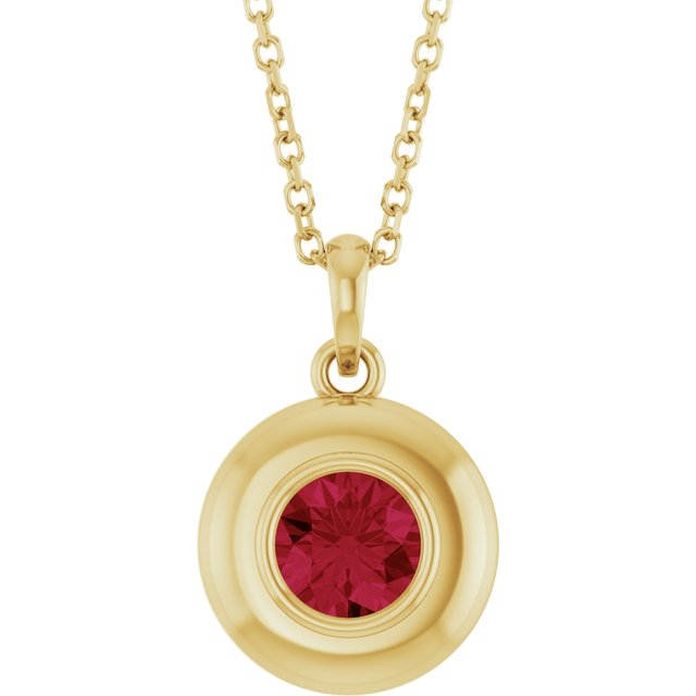14K Yellow Gold Round 5 Mm Polished Lab-Grown Gem Solitaire 16-18" Necklace