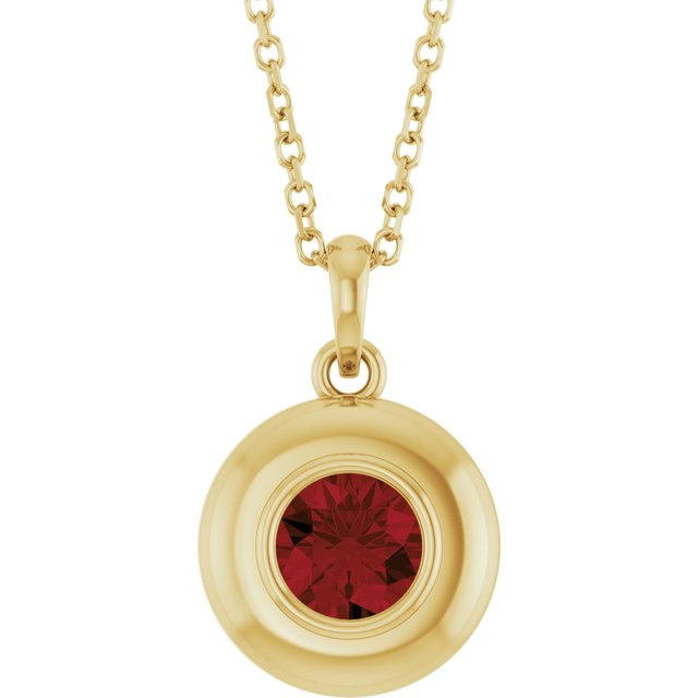 14K Yellow Gold Round 5 Mm Polished Natural Gem Solitaire 16-18" Necklace