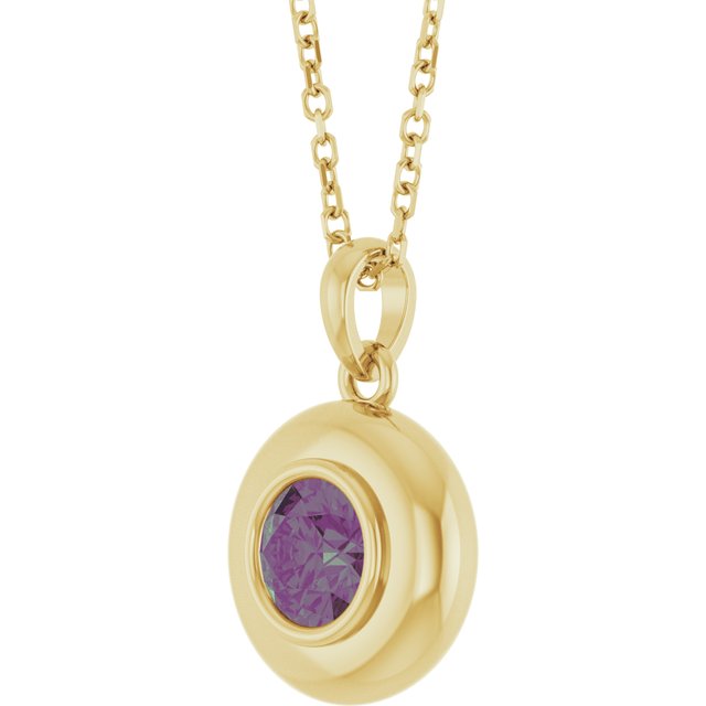 14K Yellow Gold Round 5 Mm Polished Lab-Grown Gem Solitaire 16-18" Necklace