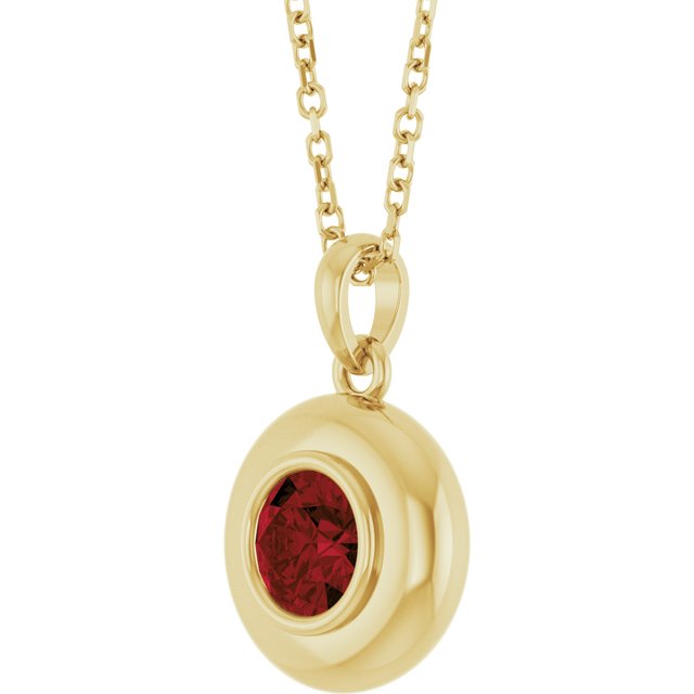 14K Yellow Gold Round 5 Mm Polished Natural Gem Solitaire 16-18" Necklace