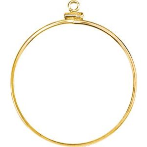 14K Yellow Gold 38.2x2.8 mm Polished Screw-Top Coin Edge Coin Frame Bezel Dangle