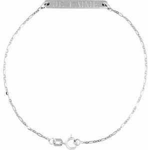 Sterling Silver 25 X 3.5 Mm 7 Mm Polished Engravable Bar Bracelet