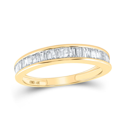 14K Yellow Gold Womens Baguette Diamond Wedding Band 1/2 Cttw, Womens Size: 5-10