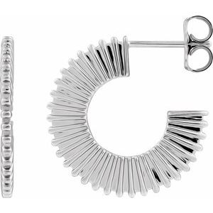 Sterling Silver Pair Starburst Hoop Earrings, Length: 19 Mm, Thickness: 1.5 Mm