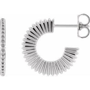 Sterling Silver Pair Starburst Hoop Earrings, Length: 16 Mm, Thickness: 1.5 Mm