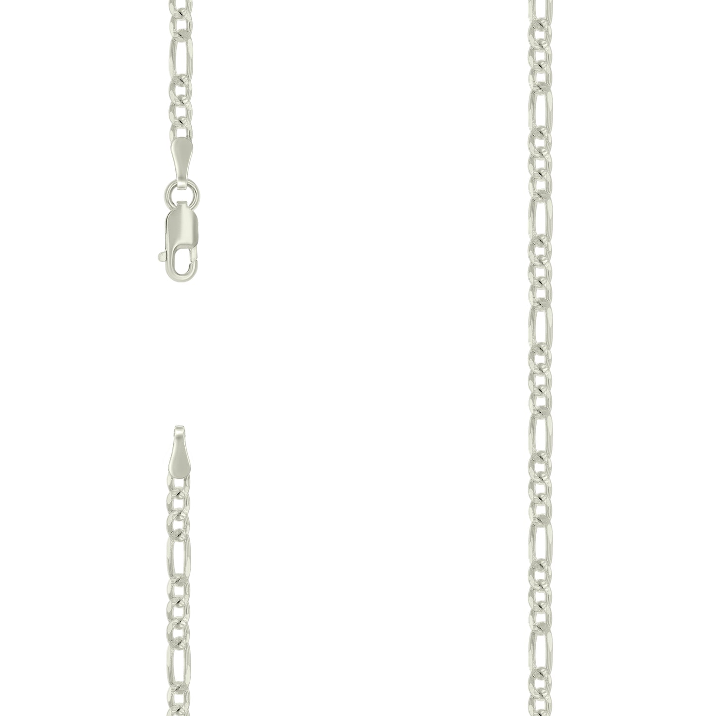 Sterling Silver Solid Pave Classic Figaro Silver Plated