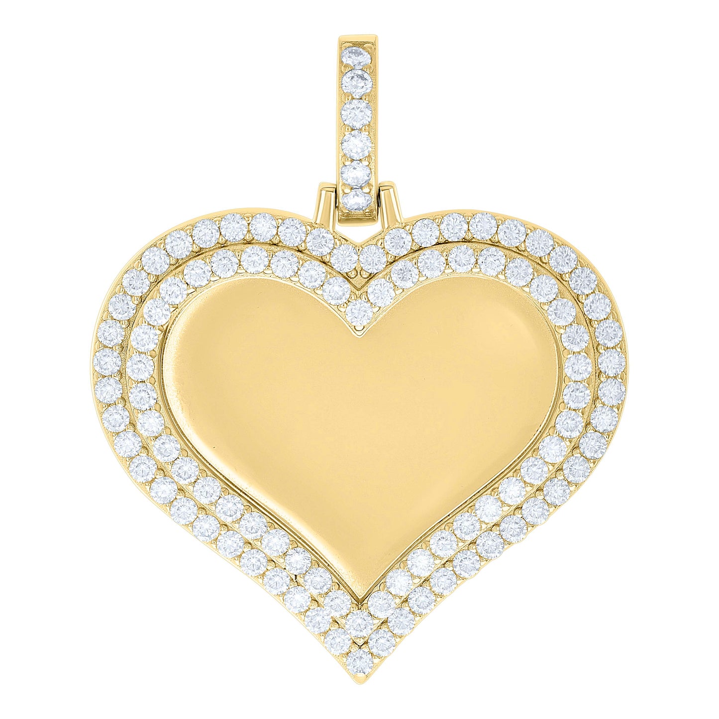 Sterling Silver Women Cubic-Zirconia Heart Photo Frame Charm Pendant