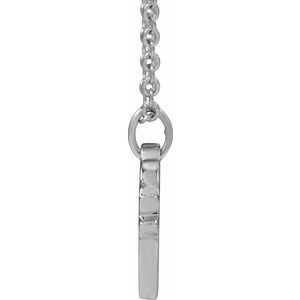 14K White Gold Round 1Mm G-H I1 .005 Ct Natural Diamond Engravable Heart Necklace, Length: 18 In