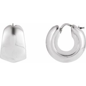 Sterling Silver Pair Electroform Tapered Hoop Earrings, Length: 22.2 Mm, Thickness: 14.6 Mm